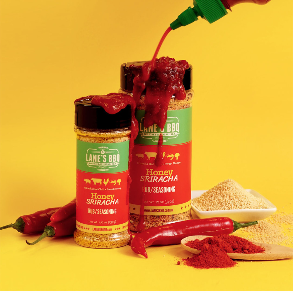 Lane’s Honey Sriracha Small Shaker Size BBQ Rub Seasoning 133 grams