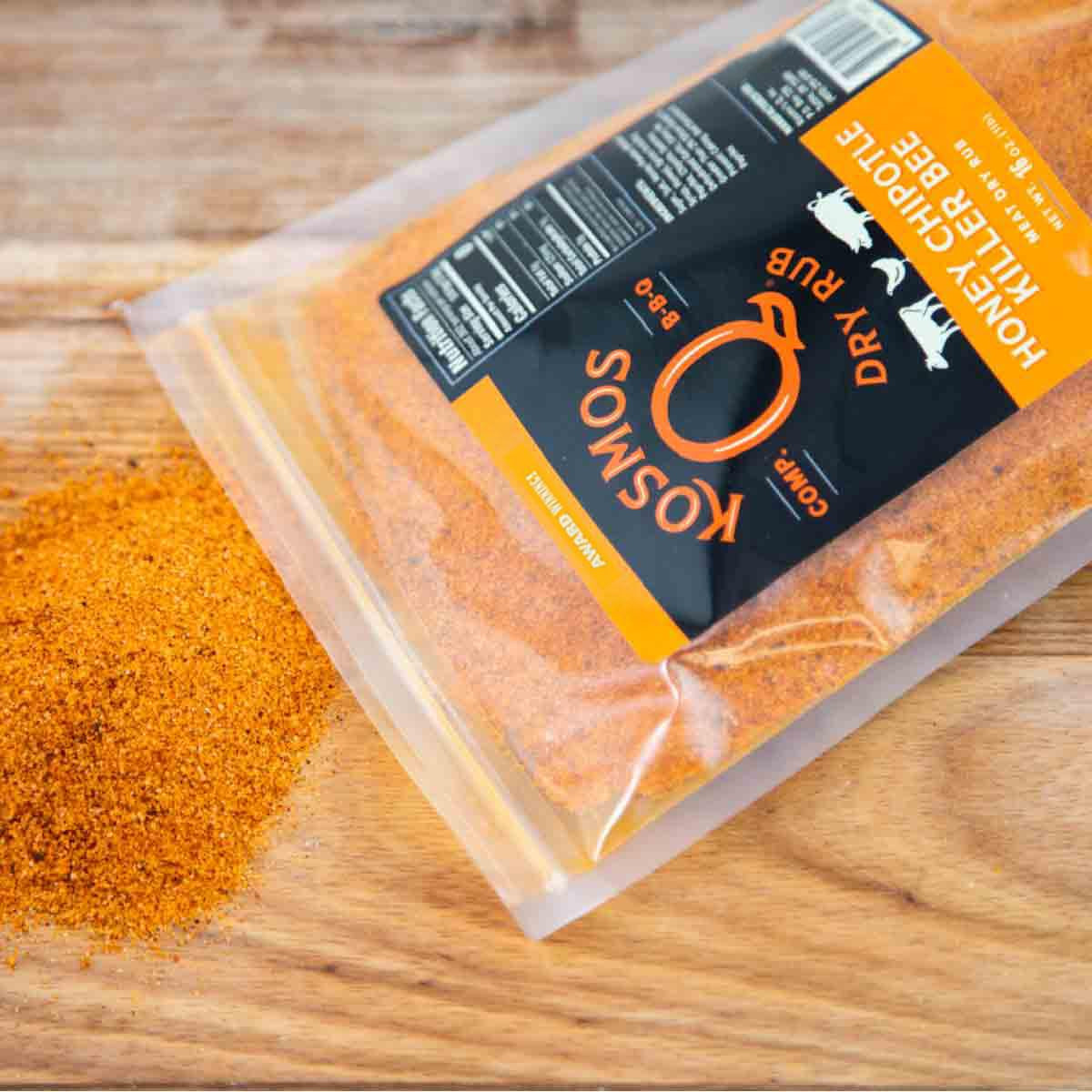 Kosmos Q Honey Chipotle Killer Bee BBQ Dry Rub, Sweet and Spicy Seasoning with S