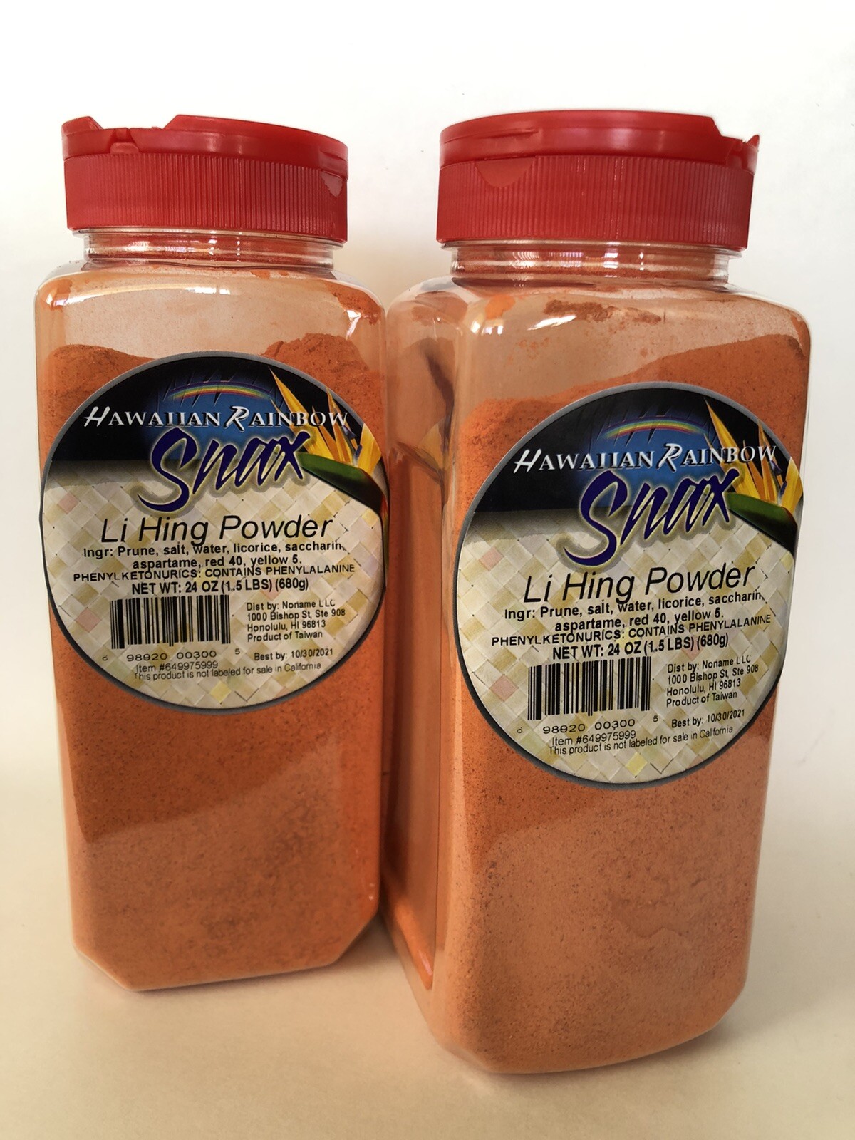 🌈 6 Jars LI HING MUI PLUM POWDER 1.5 lb (24 oz) HAWAII FLAVOR SEASONING