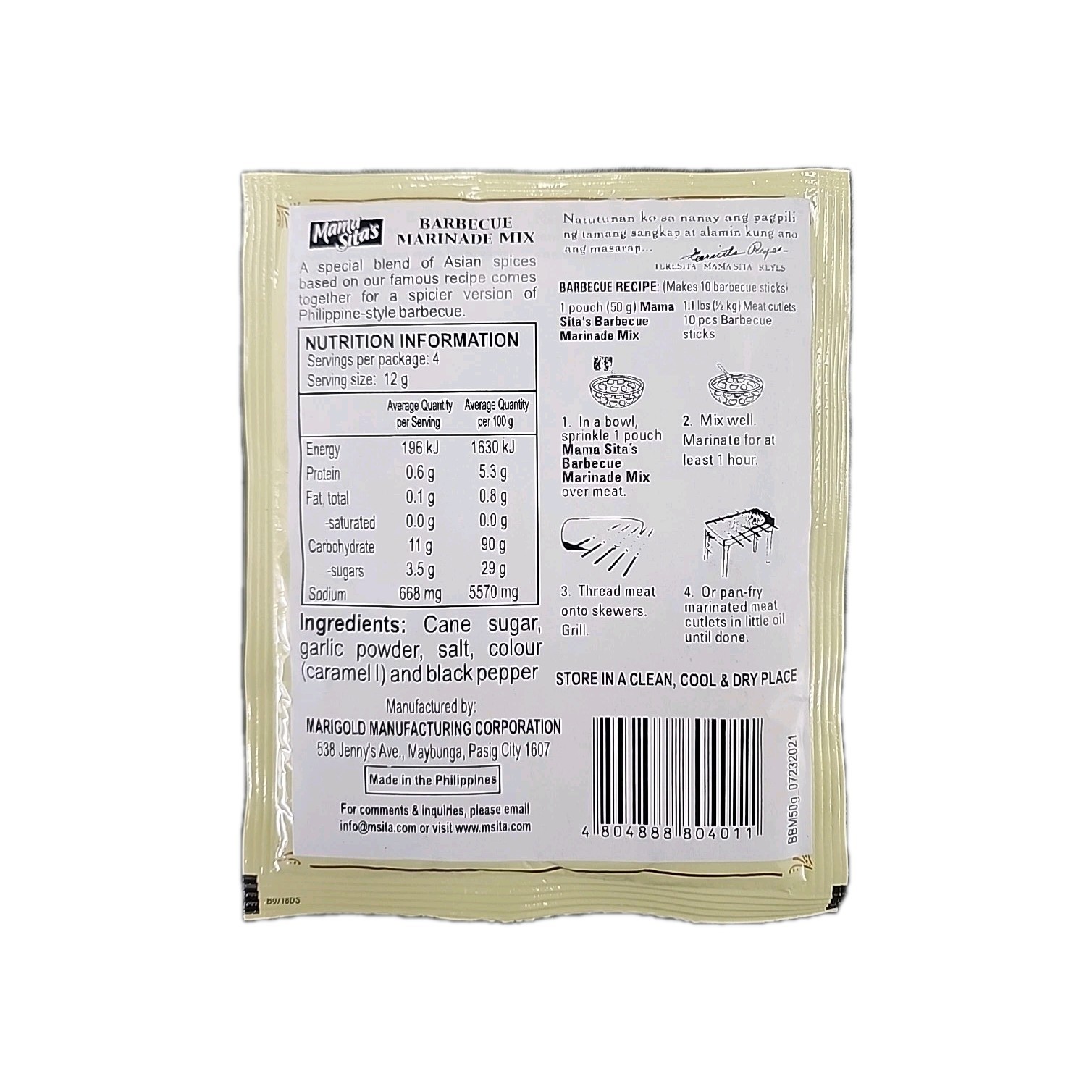 Mama Sita’s – Barbecue Marinade Mix – 5x50gm