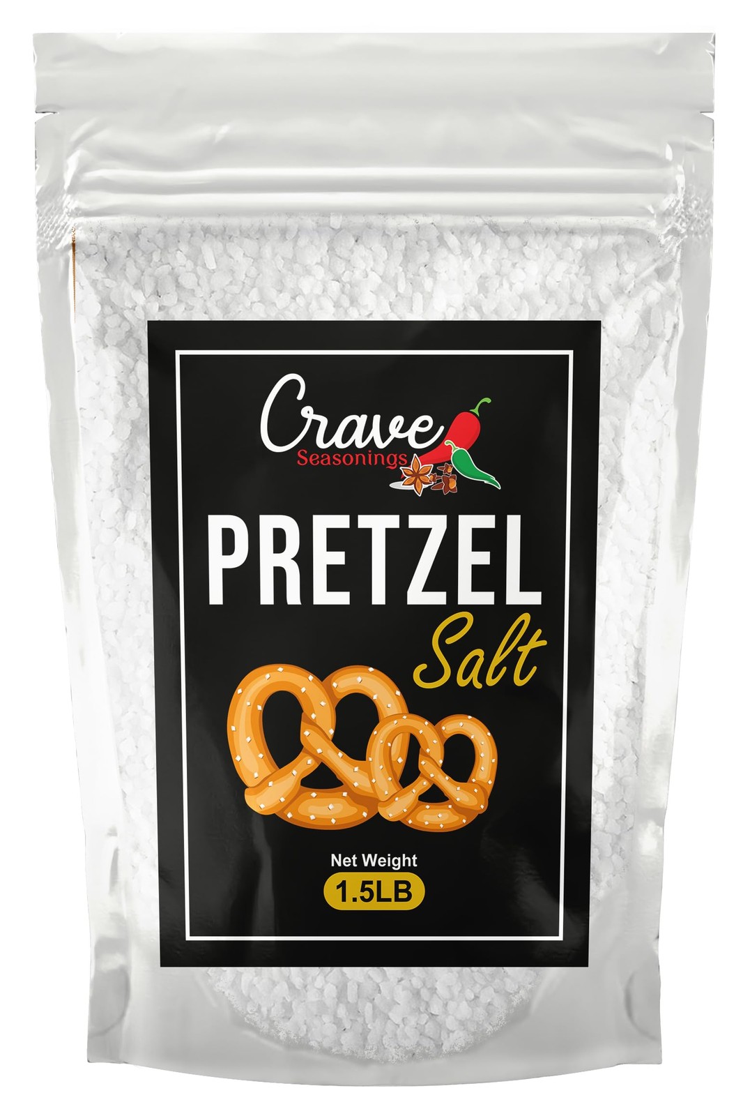 Crave Coarse Pretzel Salt 1.5 Lb Bag — Heat Resistant, All Natural Food
