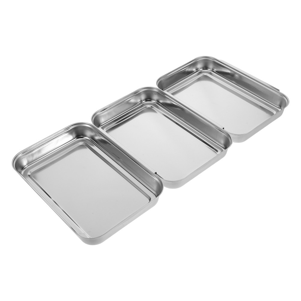 Breadcrumb Tray Set Food Prep Stainless Steel Breading Dredging Trays for