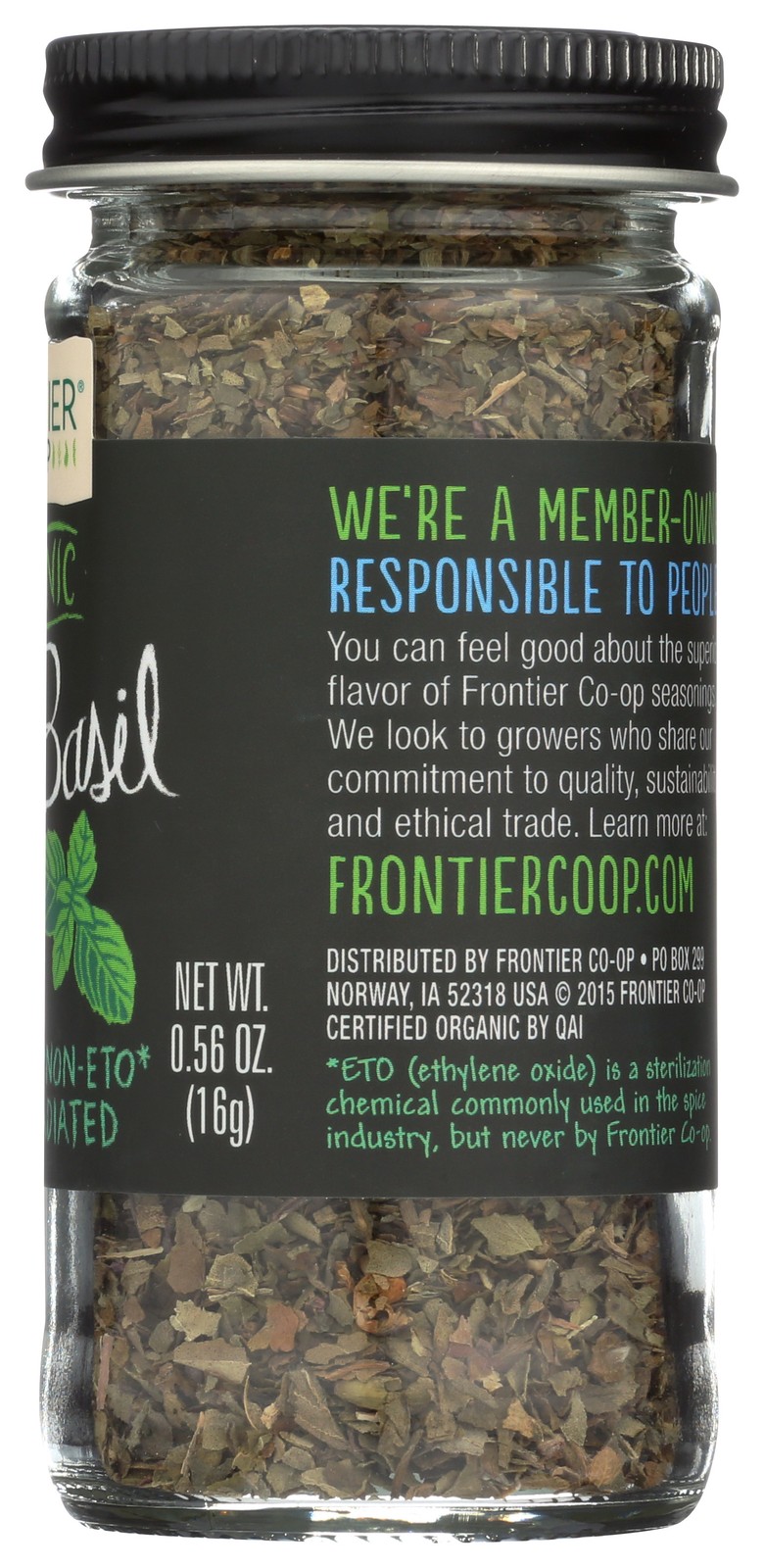 Frontier -Op Co-Op Organic Sweet Basil Leaf 0.56 Oz 3 Pack
