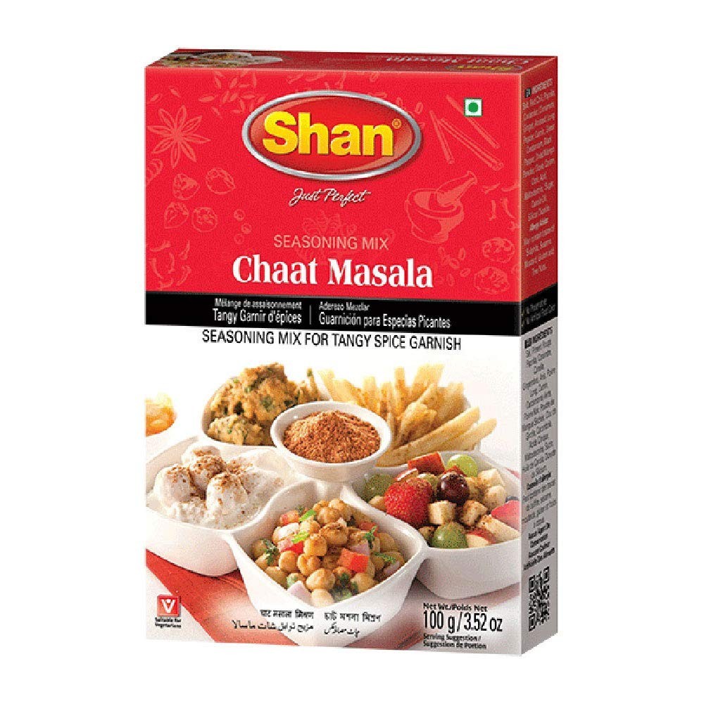 Shan Chaat Masala Seasoning Mix 100g Spice Packets for Tangy Spicy Garnish
