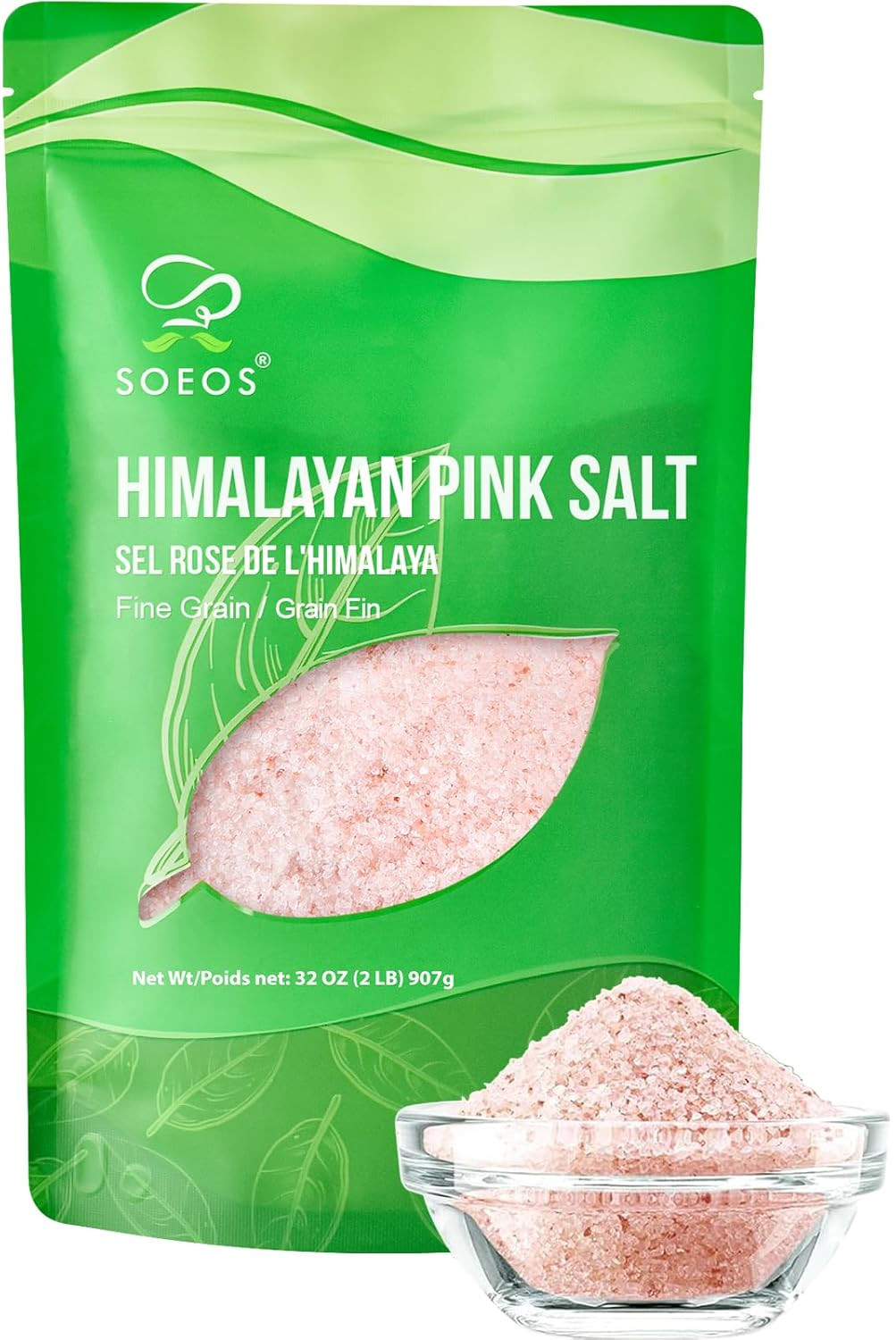 Himalayan Pink Salt, Fine Grain, 16 Oz (1 Pound), Pink Himalayan Sea Salt, Rock
