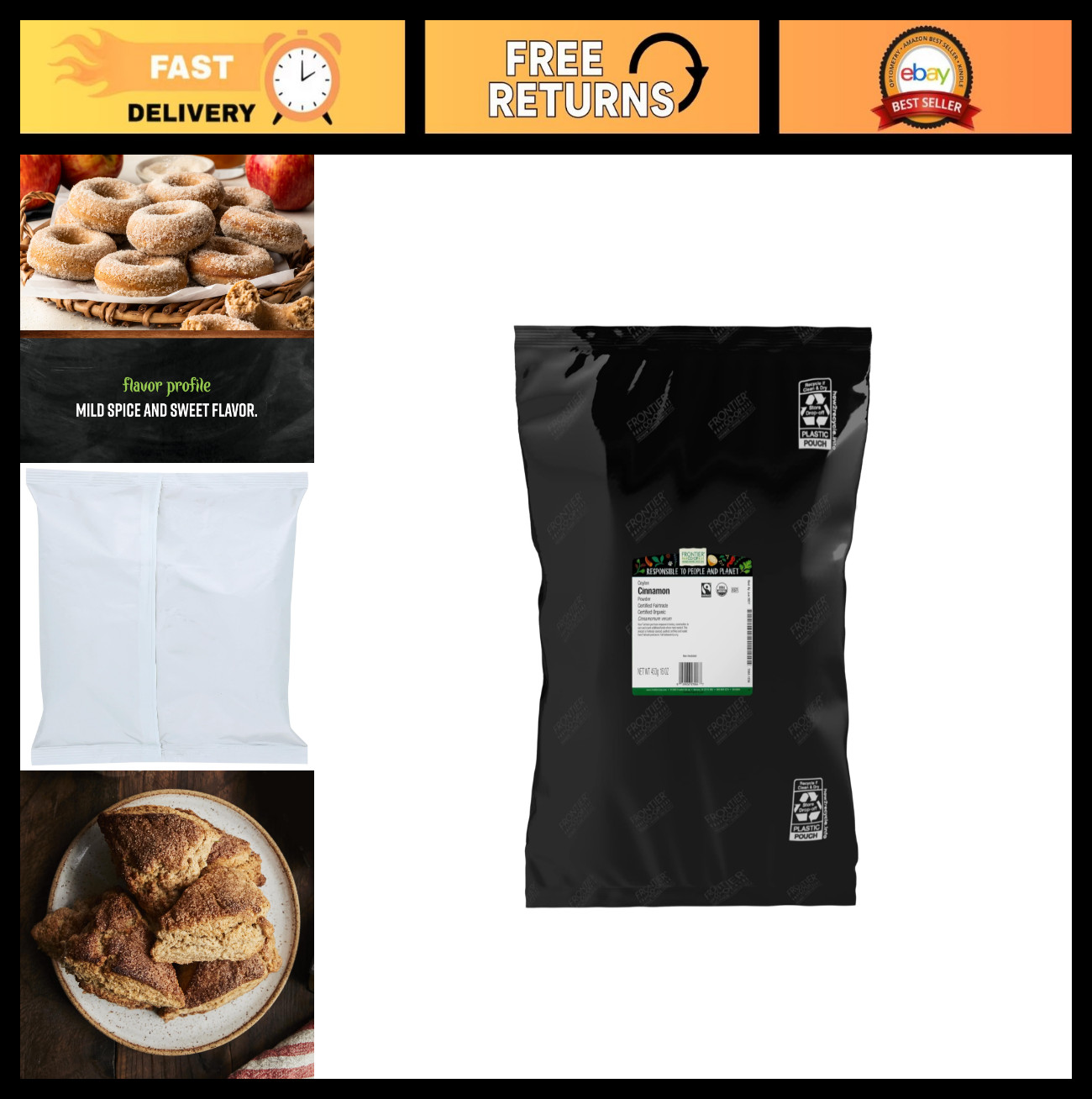 Organic Ceylon Cinnamon Ground 16 Oz Bulk Bag – Fairtrade, Perfect for Baking &