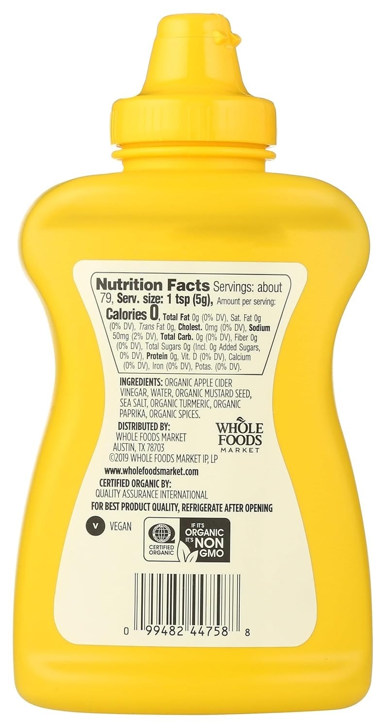 14 Ounce USDA Organic Yellow Mustard – Plant-Based Flavor for Culinary Delights