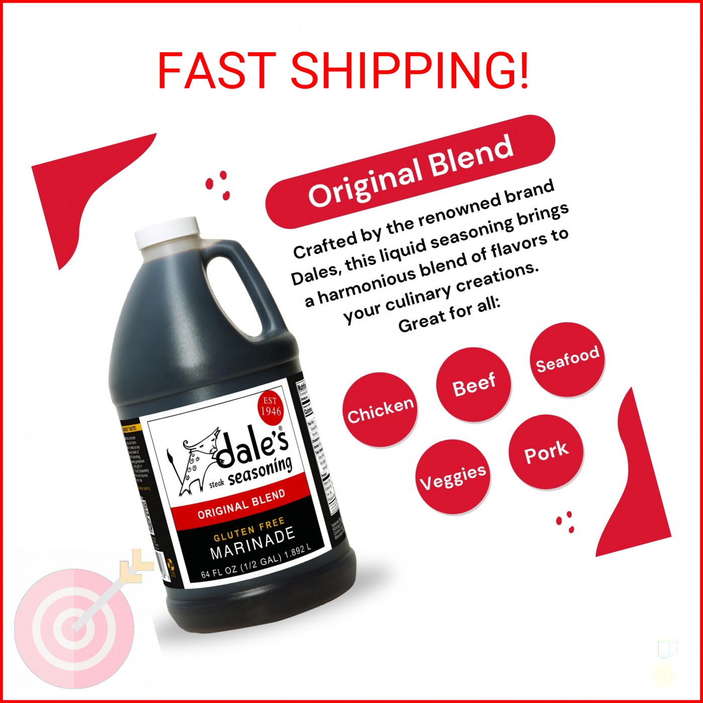Dale’s Gluten-Free Steak, Poultry and Vegetable Marinade and Seasoning Half Gall