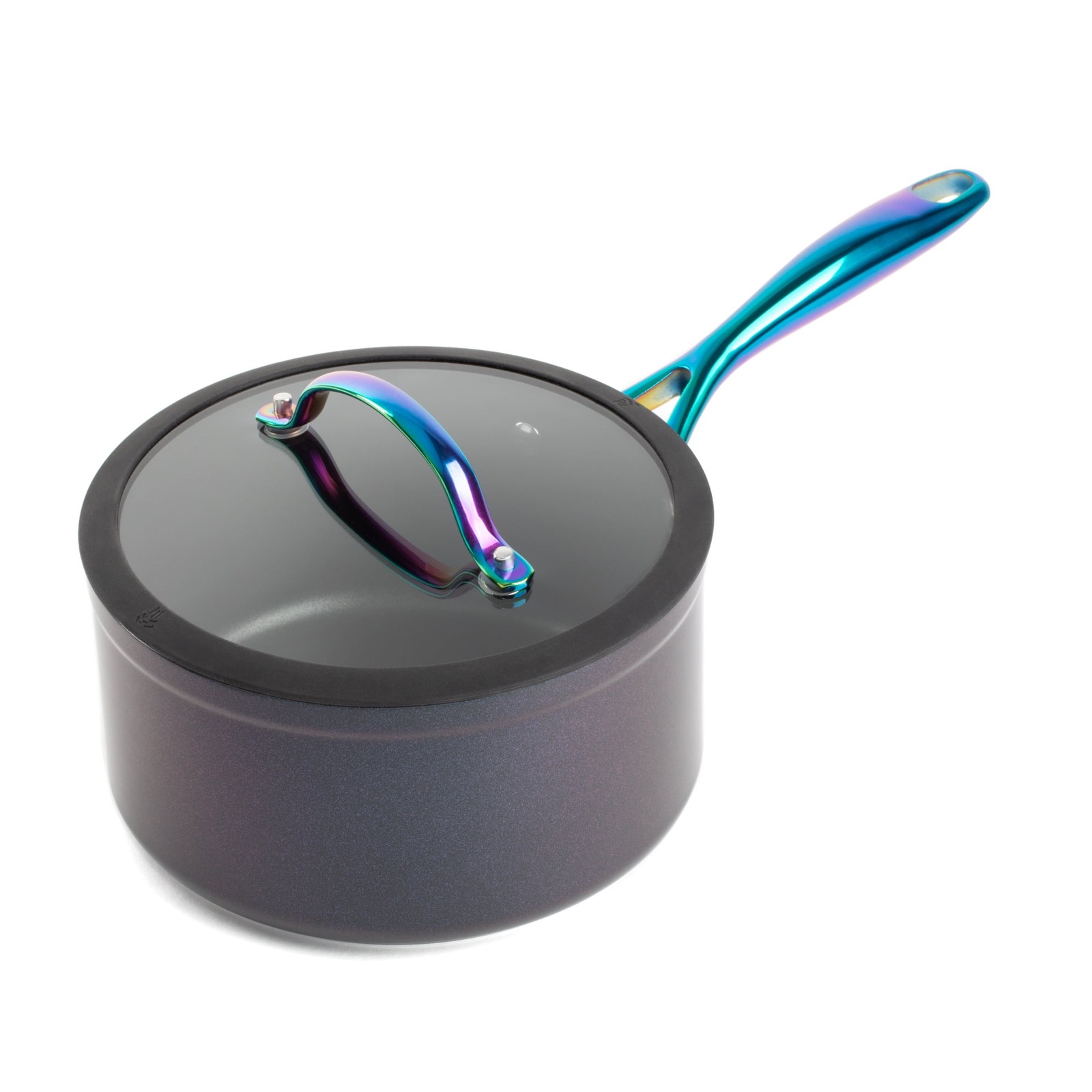 2.5 QT Non-Stick Sauce Pan W/ Glass Lid Rainbow Signature Collection