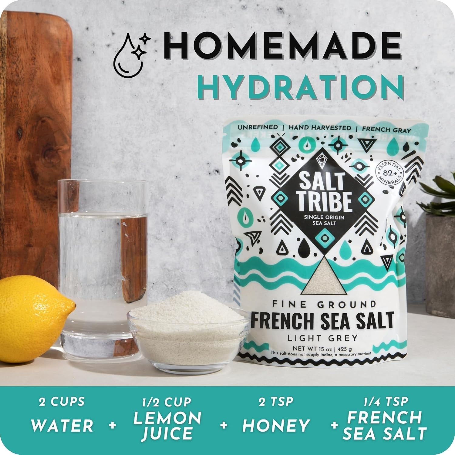 Brittany Hand Harvested Sea Salt | Fine Ground | 15 oz, Organic, Low Sodium