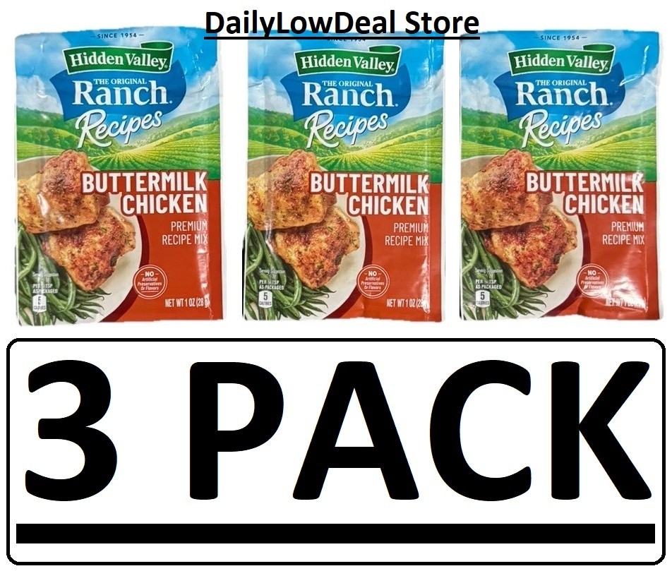3 PACK – Hidden Valley Ranch Buttermilk Chicken Seasoning 1 oz (Total 3 oz)