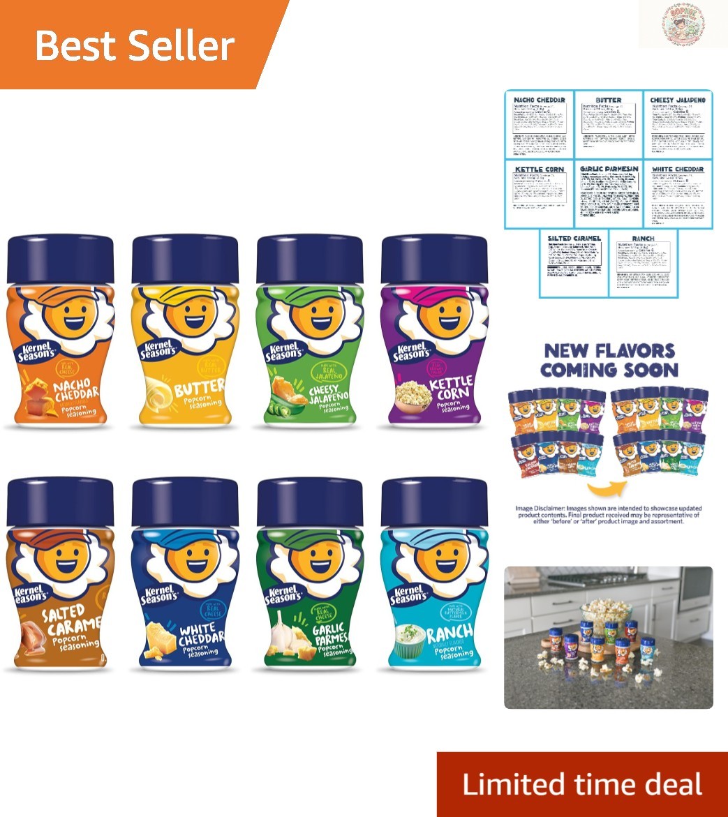 8 Flavor Gourmet Popcorn Seasoning Mini Jars – Gluten-Free and Low-Calorie