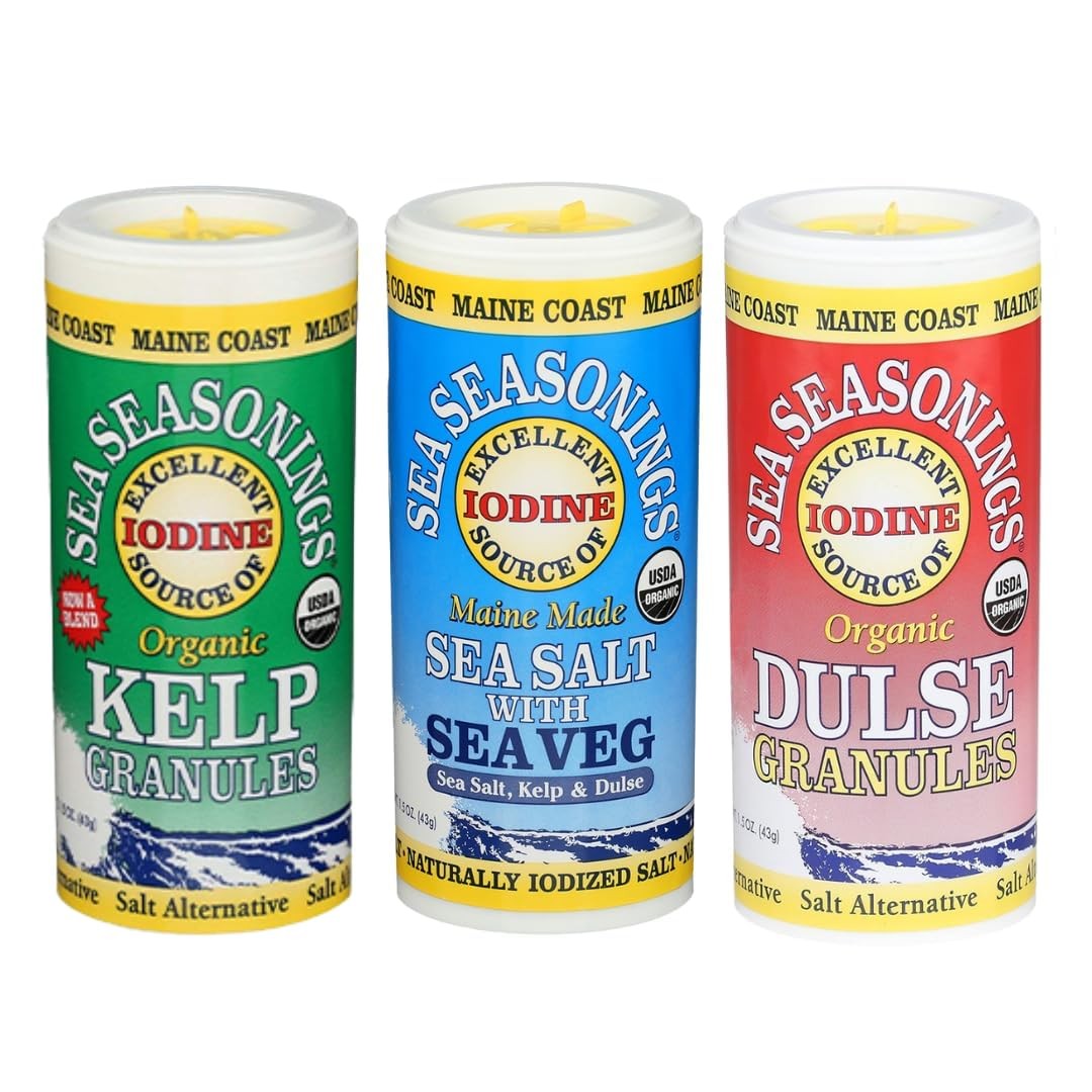 Organic Sea Seasonings Variety Pack | Dulse, Kelp & Triple Blend Flakes | 3-Pack