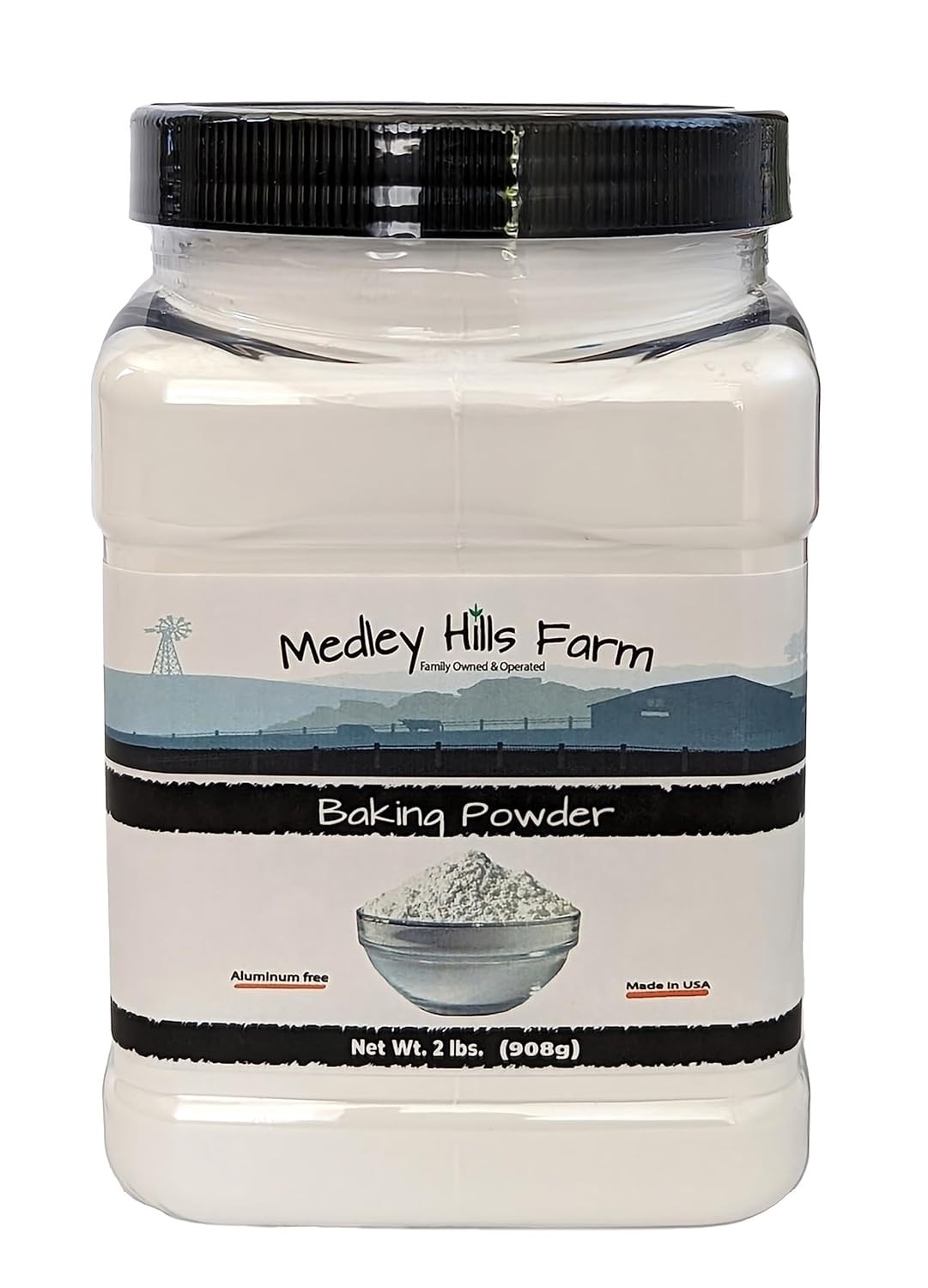 Baking Powder aluminum free by Medley hills farm 2 Lbs. in Reusable Container –