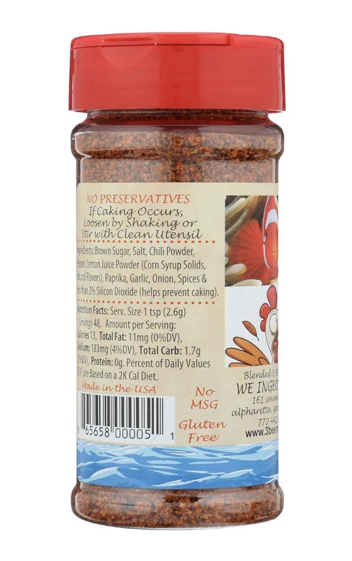 3 BEER Seafood Rub Seasoning w/Lemon, Mild Heat – 5 oz