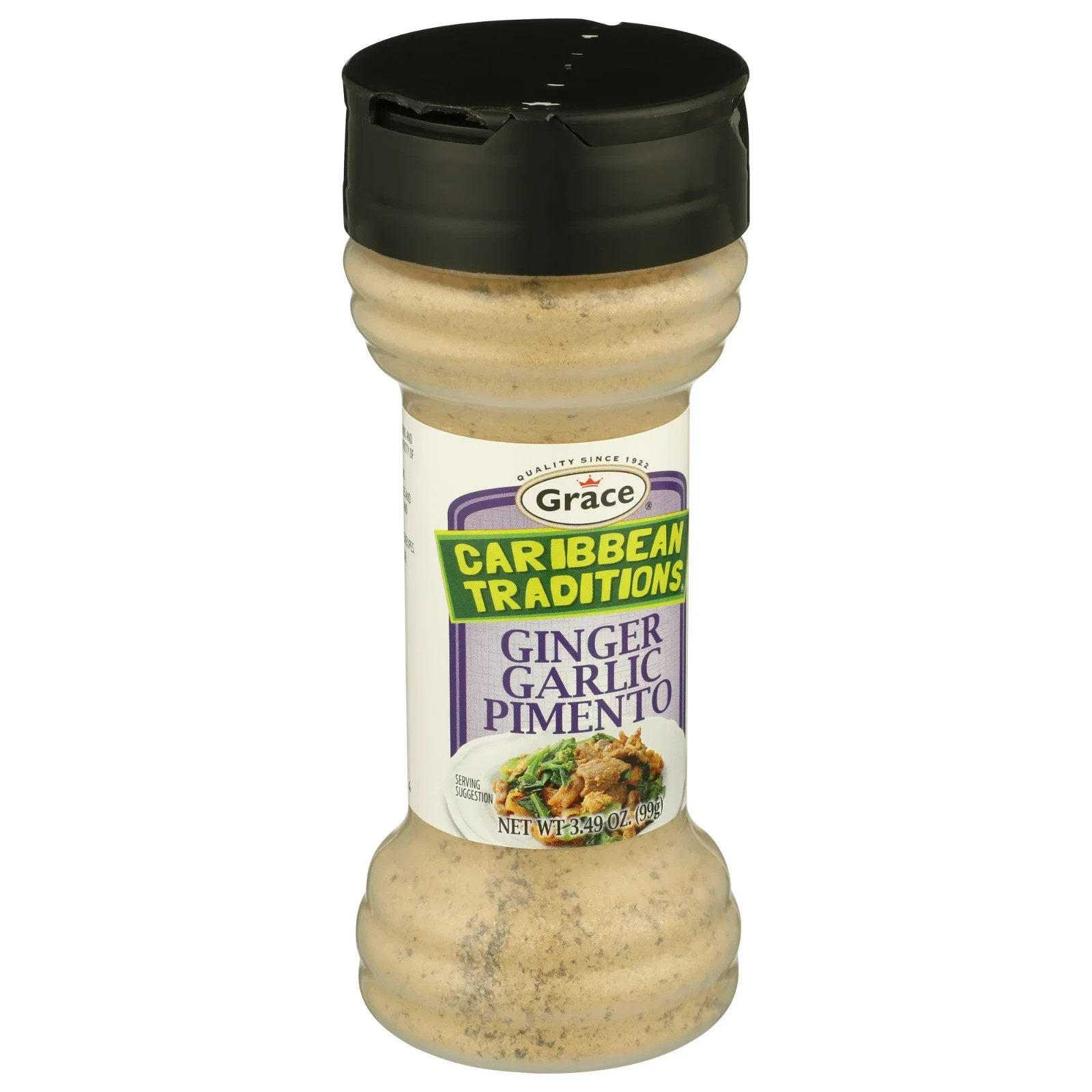 4 Pack Grace Caribbean Traditions Ginger Garlic Pimento Seasoning, 3.49 oz Each