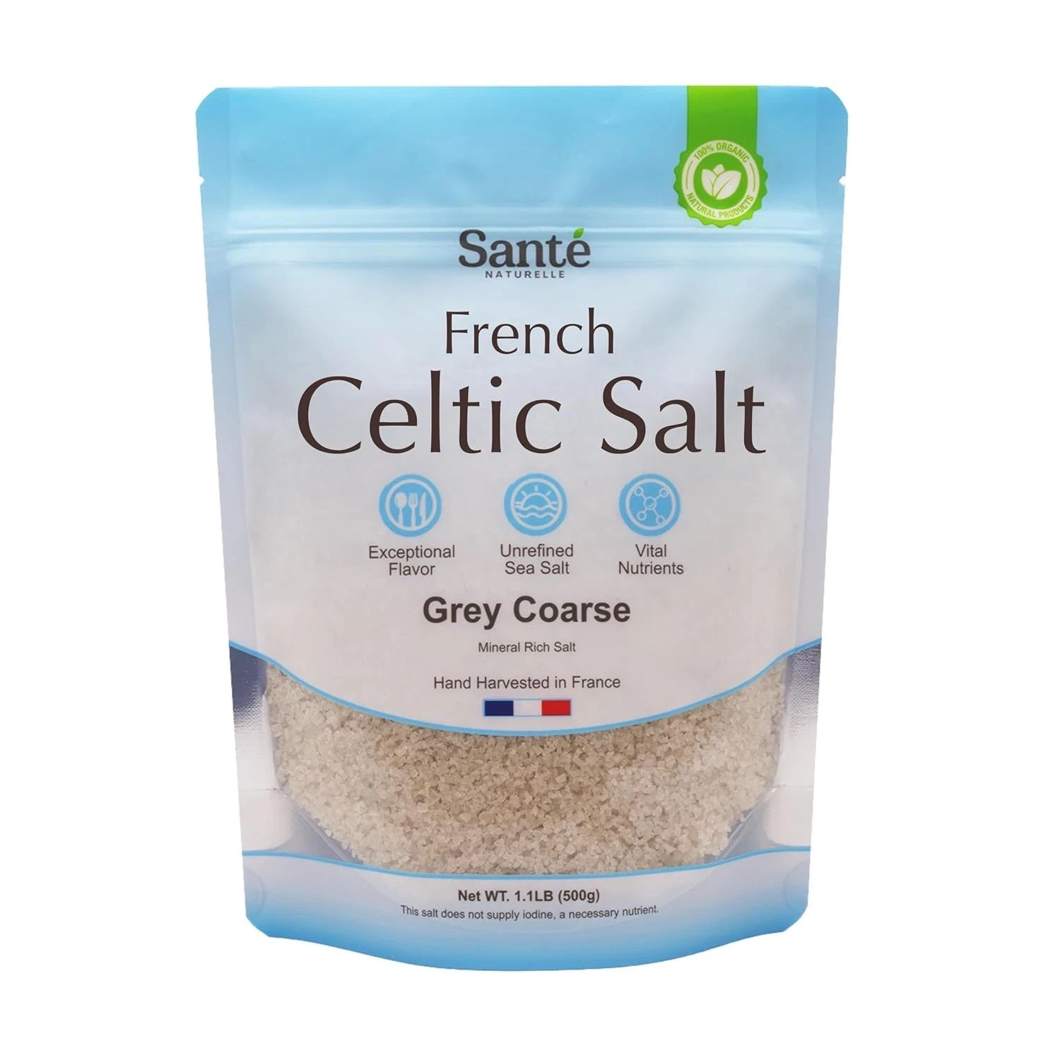 Sante Grey Coarse Sea Salt From the Celtic Sea – 1.1lb (18oz) Unrefined French S