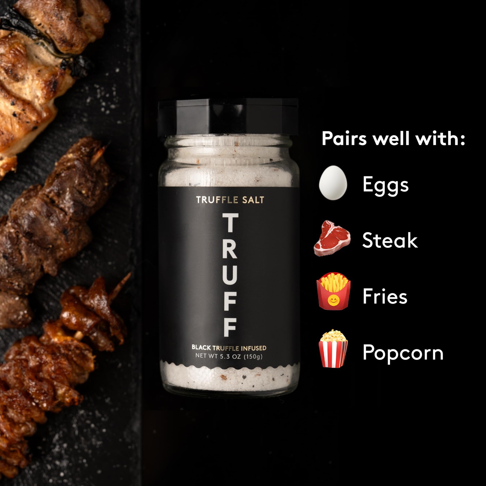 Black Truffle Salt Sea Salt Fine Coarse Blend Steak Popcorn Seasoning 5.3oz