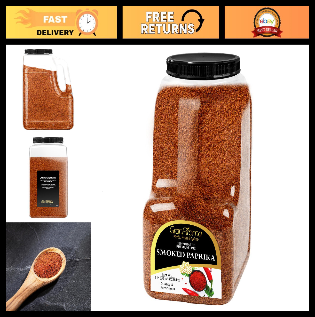 Smoked Paprika Bulk 5lb – Fine Ground, Strong Smoky Flavor, Perfect for Cooking