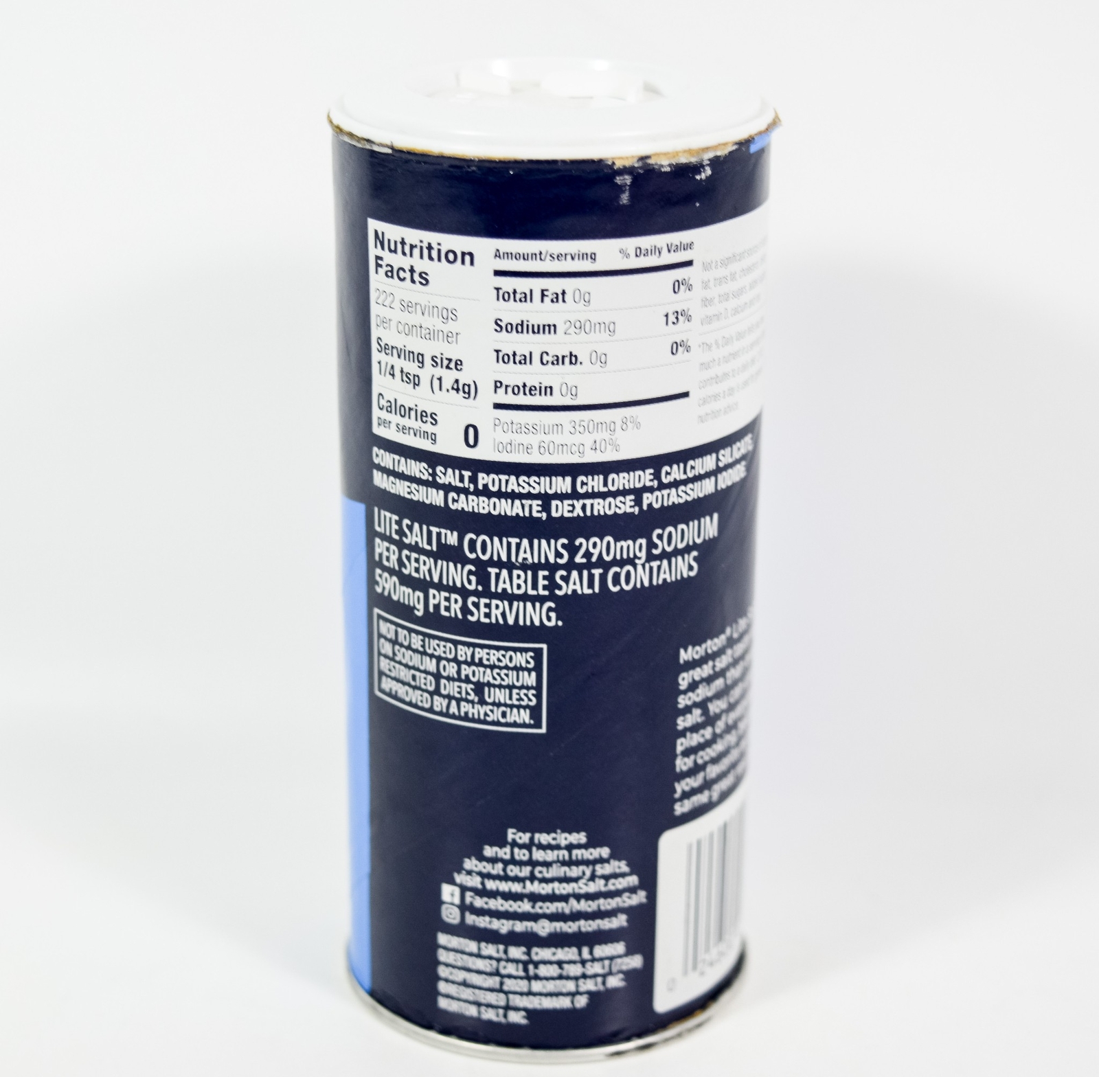 1 Morton LITE SALT 50% Less Sodium than Table Salt Iodized 11oz