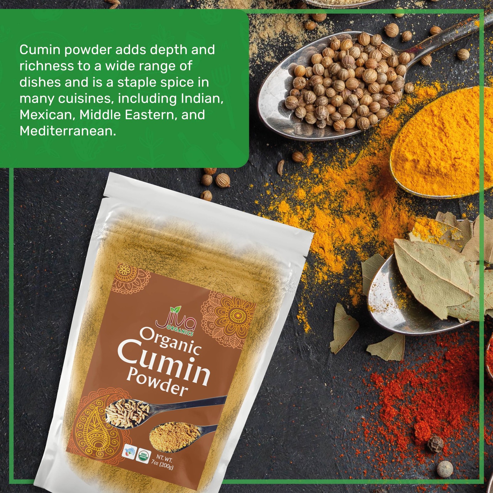 Jiva Organics Organic Ground Cumin 7 Ounce (Pack of 1), Original Version