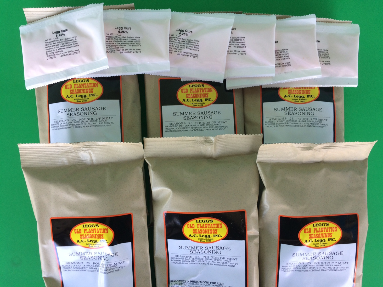 Summer Sausage Seasoning Legg Old Plantation SIX BAGS for 150 lbs Wild Game Meat