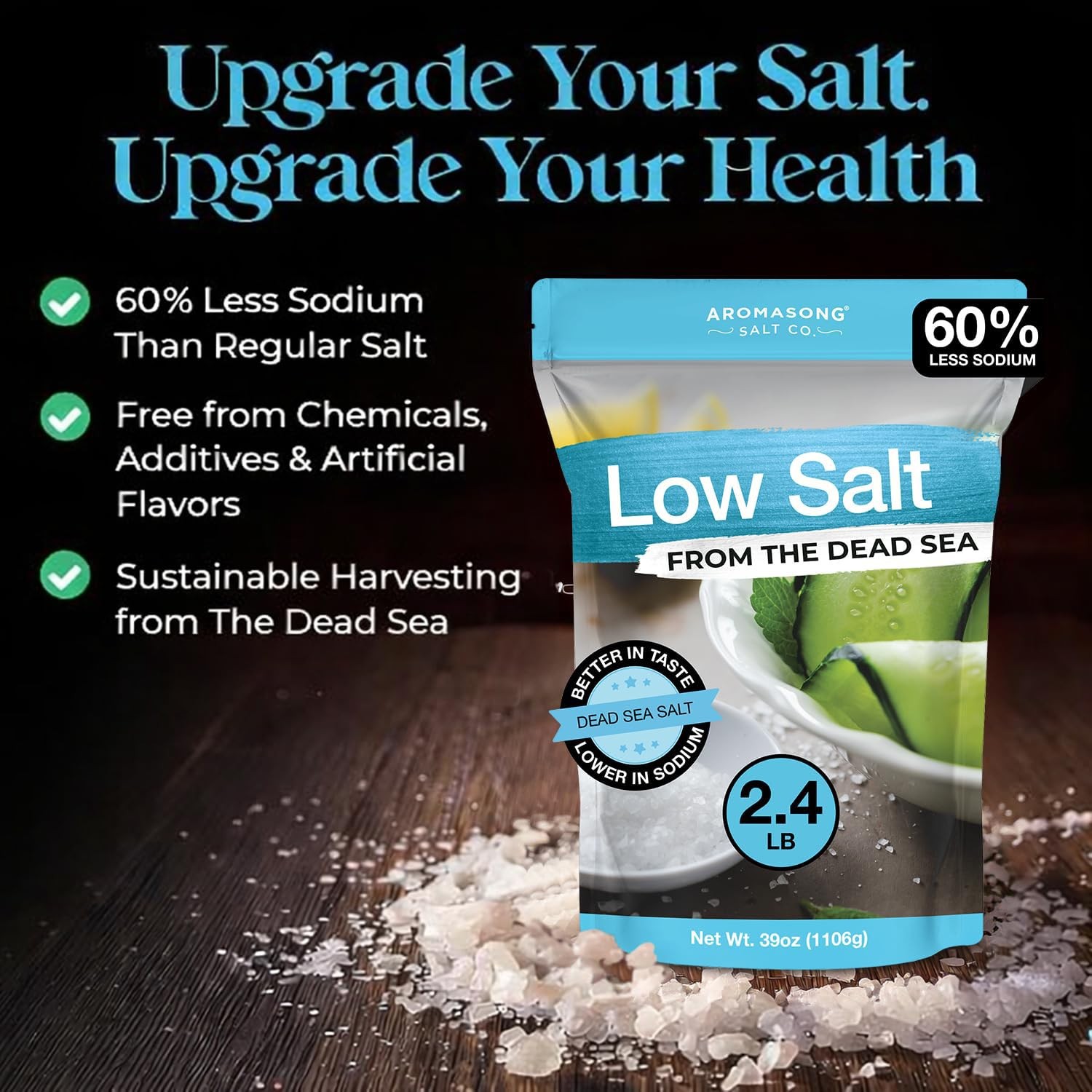 Low Sodium Sea Salt 100% Natural Fine Grain Dead Sea Potassium Chloride with …