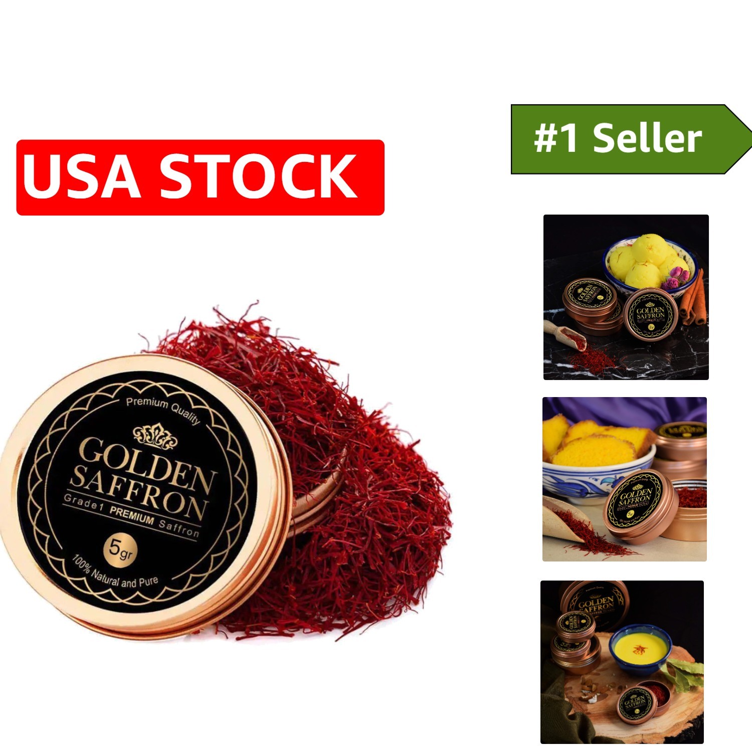 Saffron Threads 5g in Classic Gold Tin – 100% Pure, Non-GMO, Culinary Essential