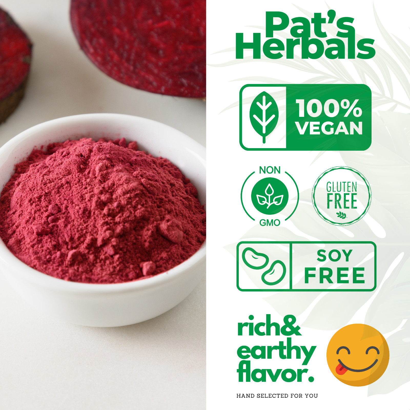Organic Beet Root Powder | Beta vulgaris | Eco Friendly Bag | Patsherbals