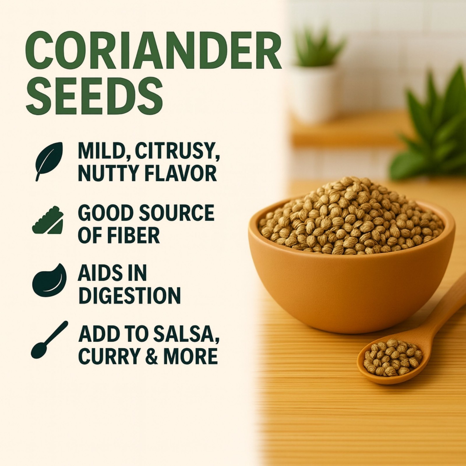 Coriander Seeds Whole – 100% Natural Spice for Cooking & Seasoning – 4 oz