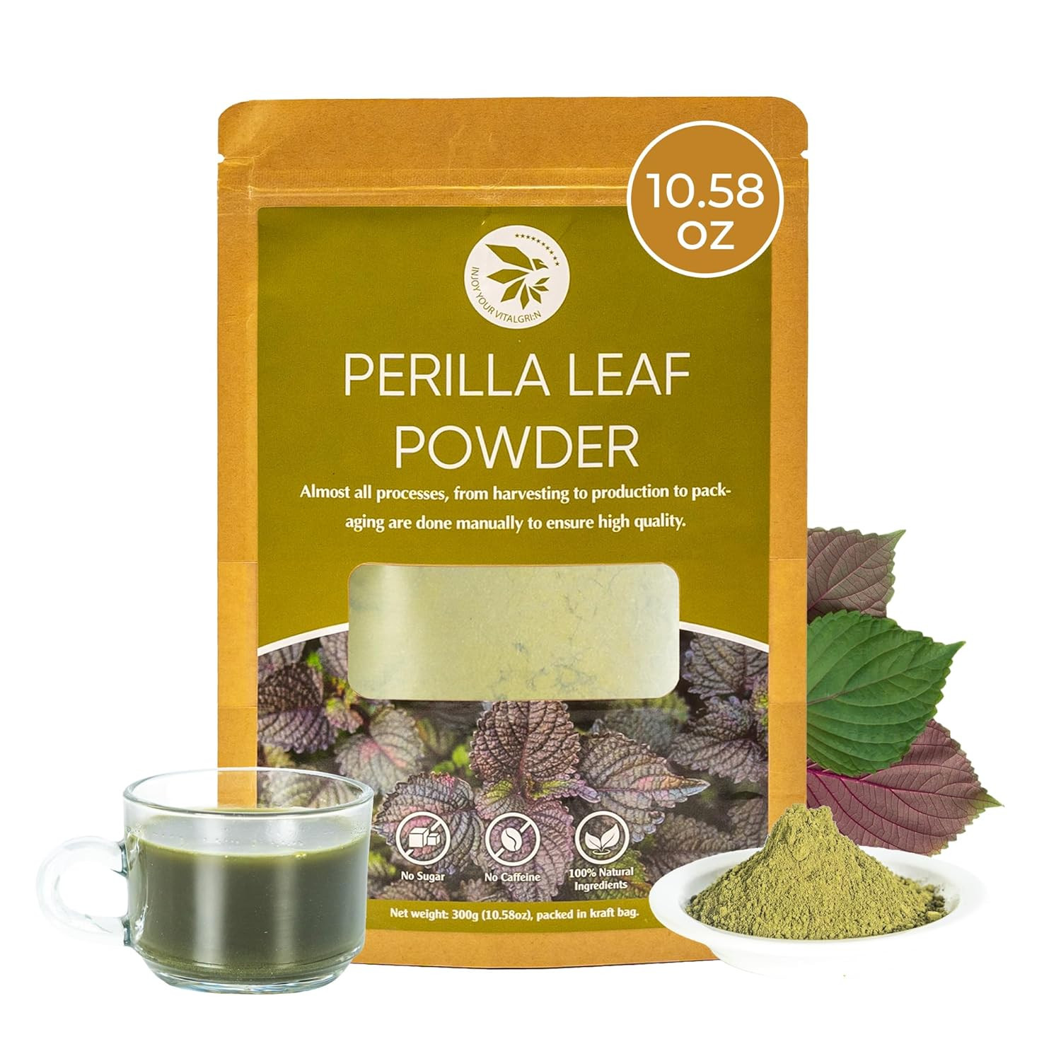 Pandan Leaf Powder 8.82 Oz, Pure & No Sugar Added, Caffeine Free, Refreshing Tas