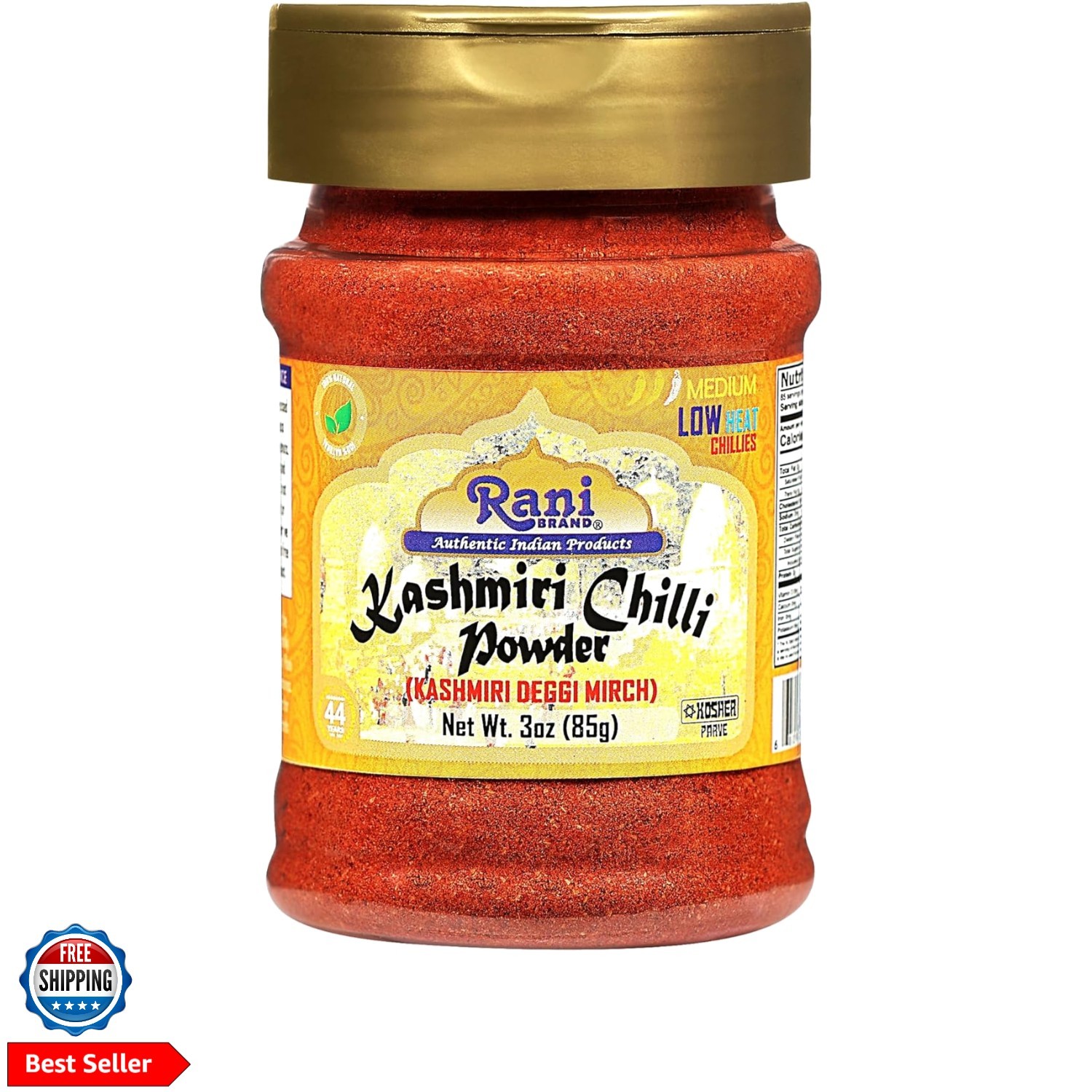 Chilli Powder Deggi Mirch, Low Heat Ground Indian Spice 85g PET Jar ~ All Nat…