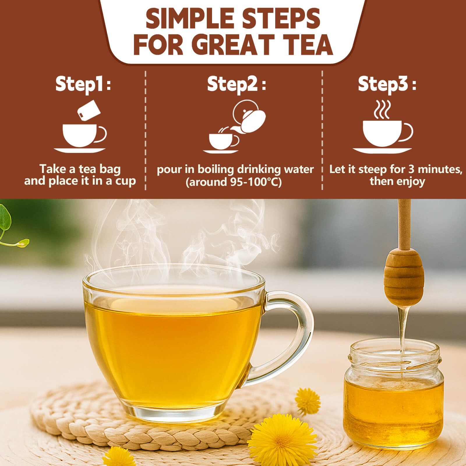 Organic Turmeric Ginger Cinnamon Tea Bags – Caffeine-Free, Vegan, 50 Count