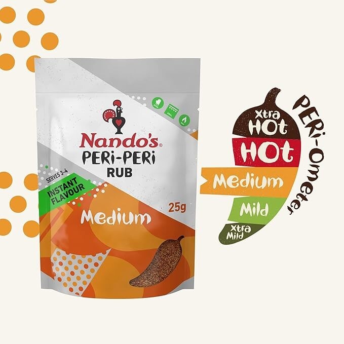Nando’s Peri Peri Rub Medium (25g x 3) exp 10/2026 – imported from UK
