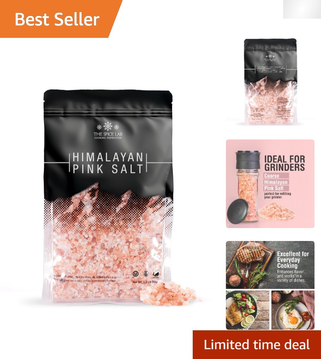 2.2 lb Coarse Himalayan Pink Salt – Mineral-Rich Grinder Refill – Gourmet Flavor