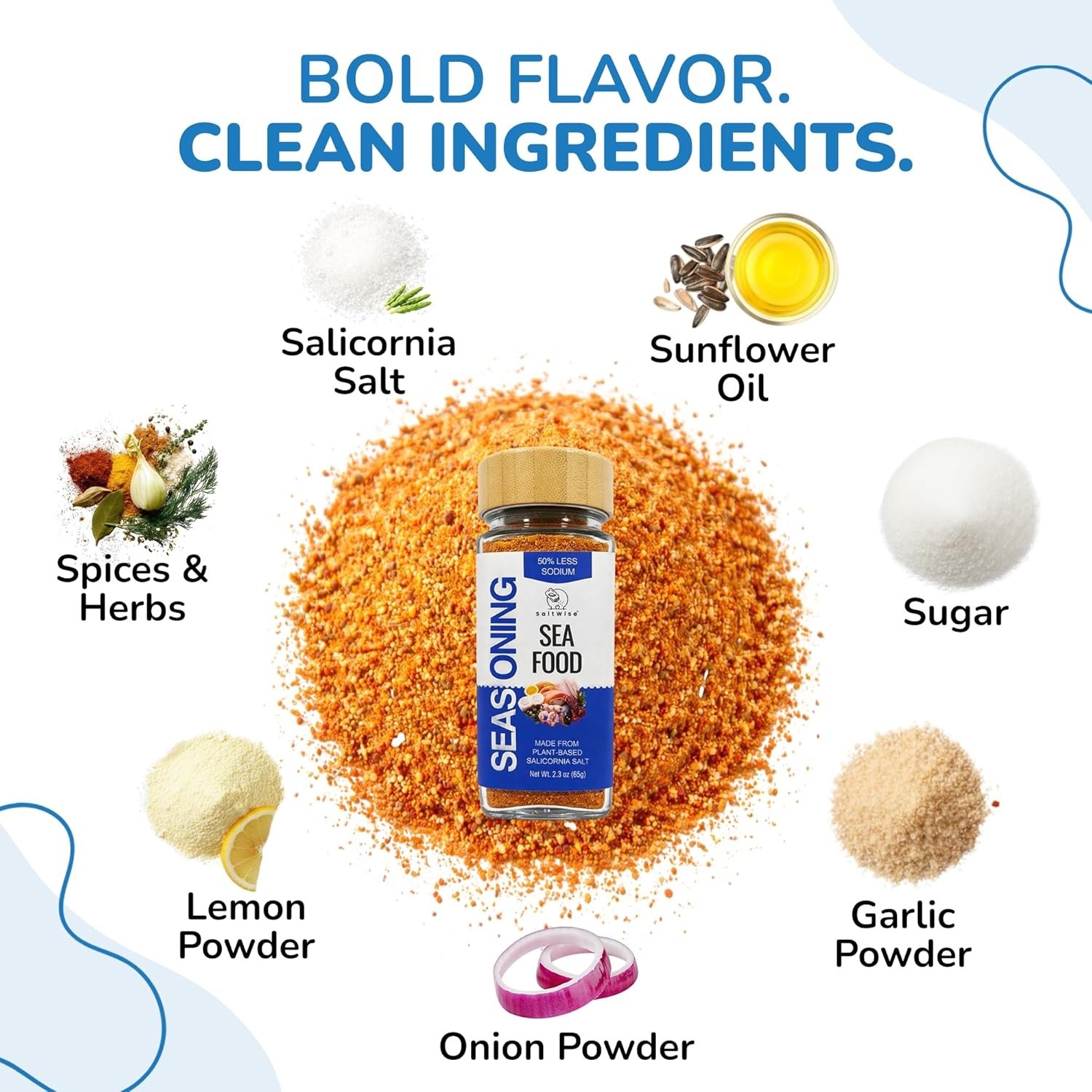 SaltWise Low Sodium Seafood Seasoning – Plant-Based Salicornia Salt, No MSG