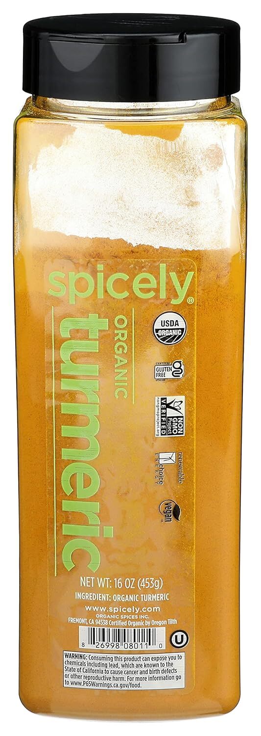 Spicely Organics Turmeric Club Size Certified Gluten Free 16 Oz