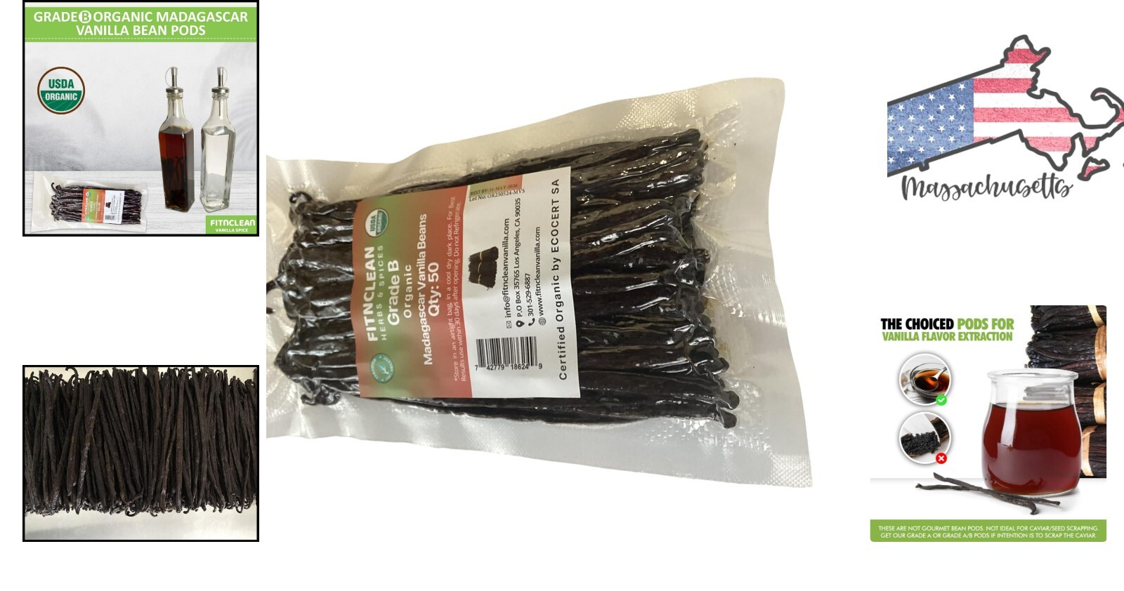 Organic Madagascar Vanilla Beans – Grade B – 5″-7″ Pods for Extract & Baking