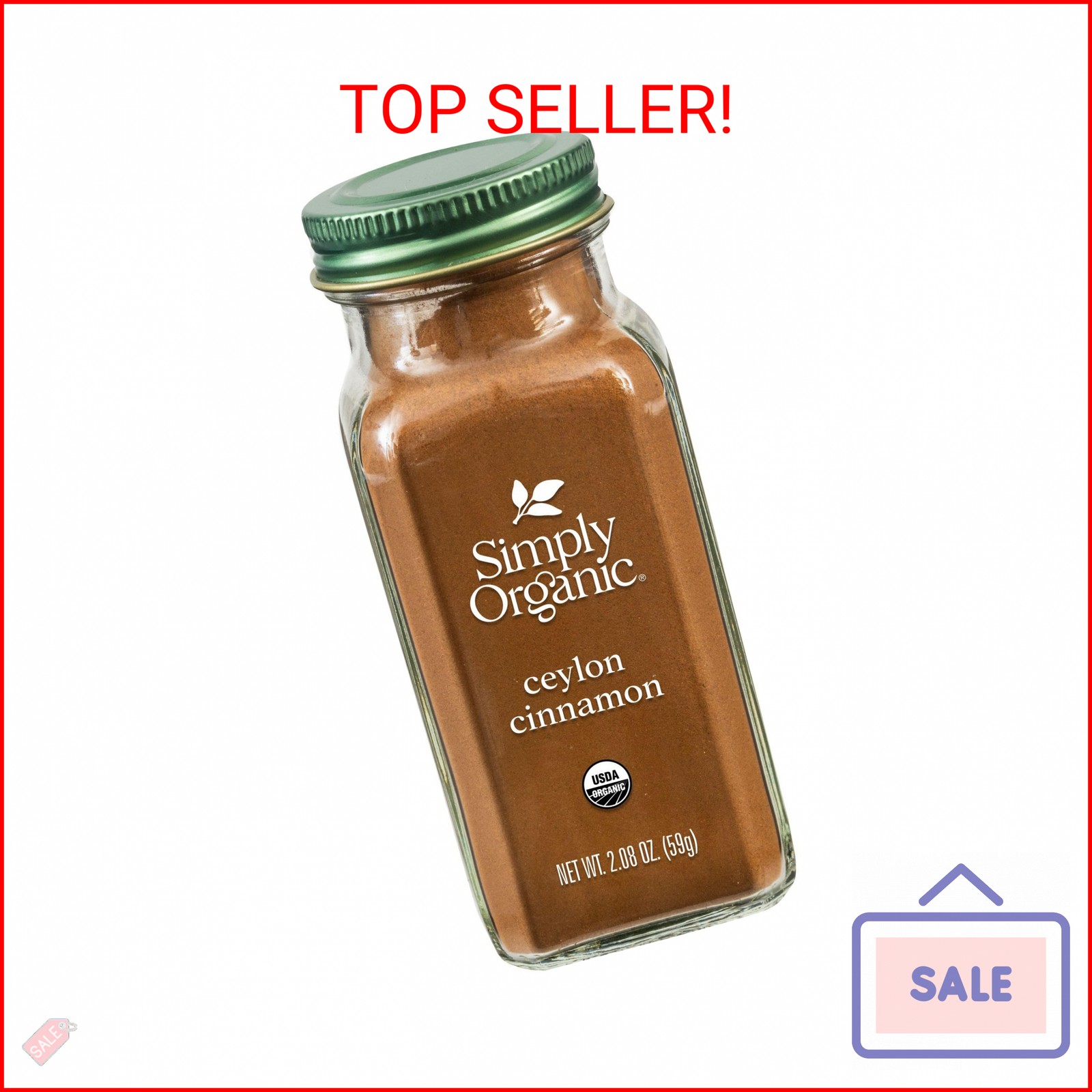 Simply Organic Ceylon Ground Cinnamon, 2.08 Ounce, Non-GMO Organic Cinnamon Powd