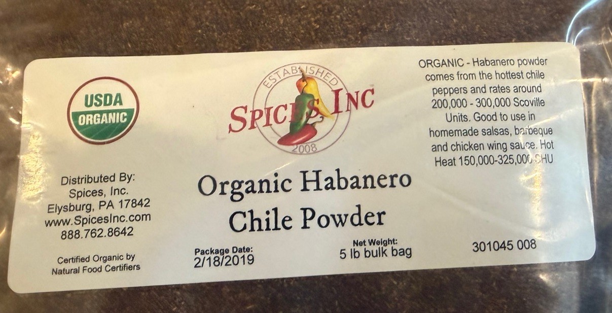 Organic Habanero Chili Powder 100% Pure Premium Quality 5 Pounds Bag