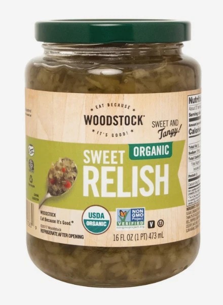 Woodstock Organic Sweet Relish – 16 oz | USDA Certified 95% Organic Pickle Relis
