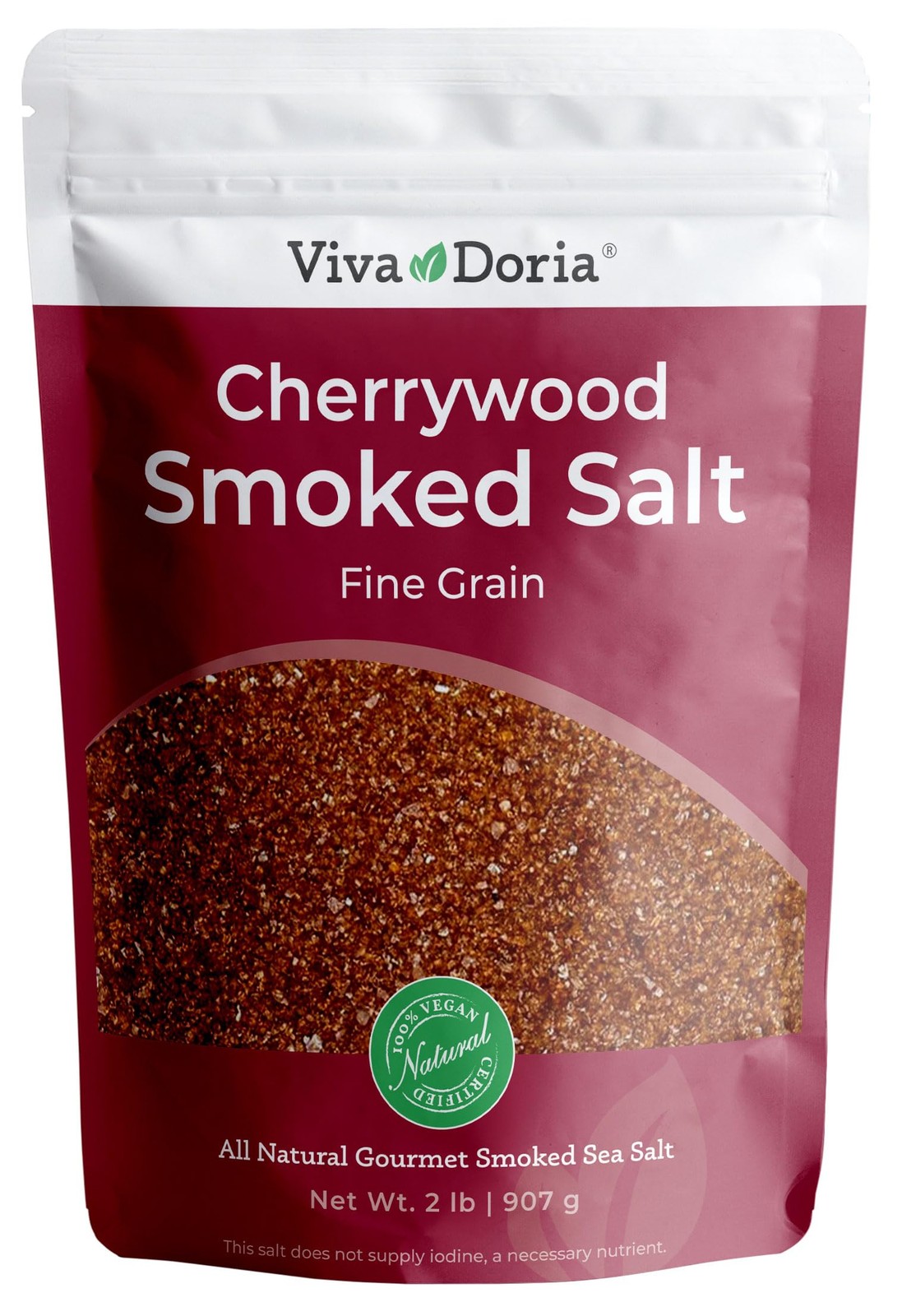 Cherrywood Smoked Sea Salt, Fine Grain, 2 lb Reclosable Bag