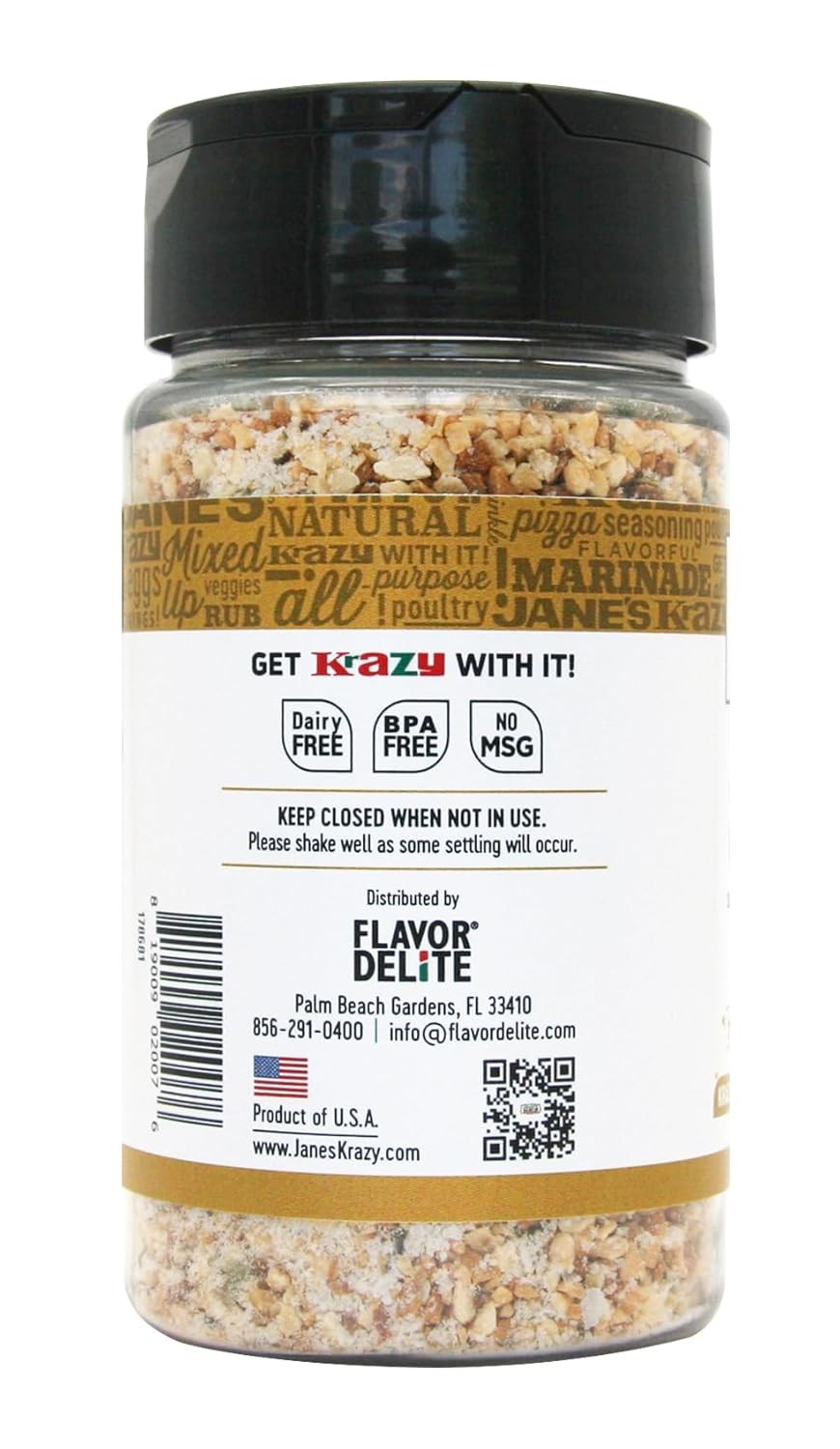 Jane’s Krazy Chunky Mixed-Up Garlic Seasoning, 4.75 Ounce (Packing may vary)