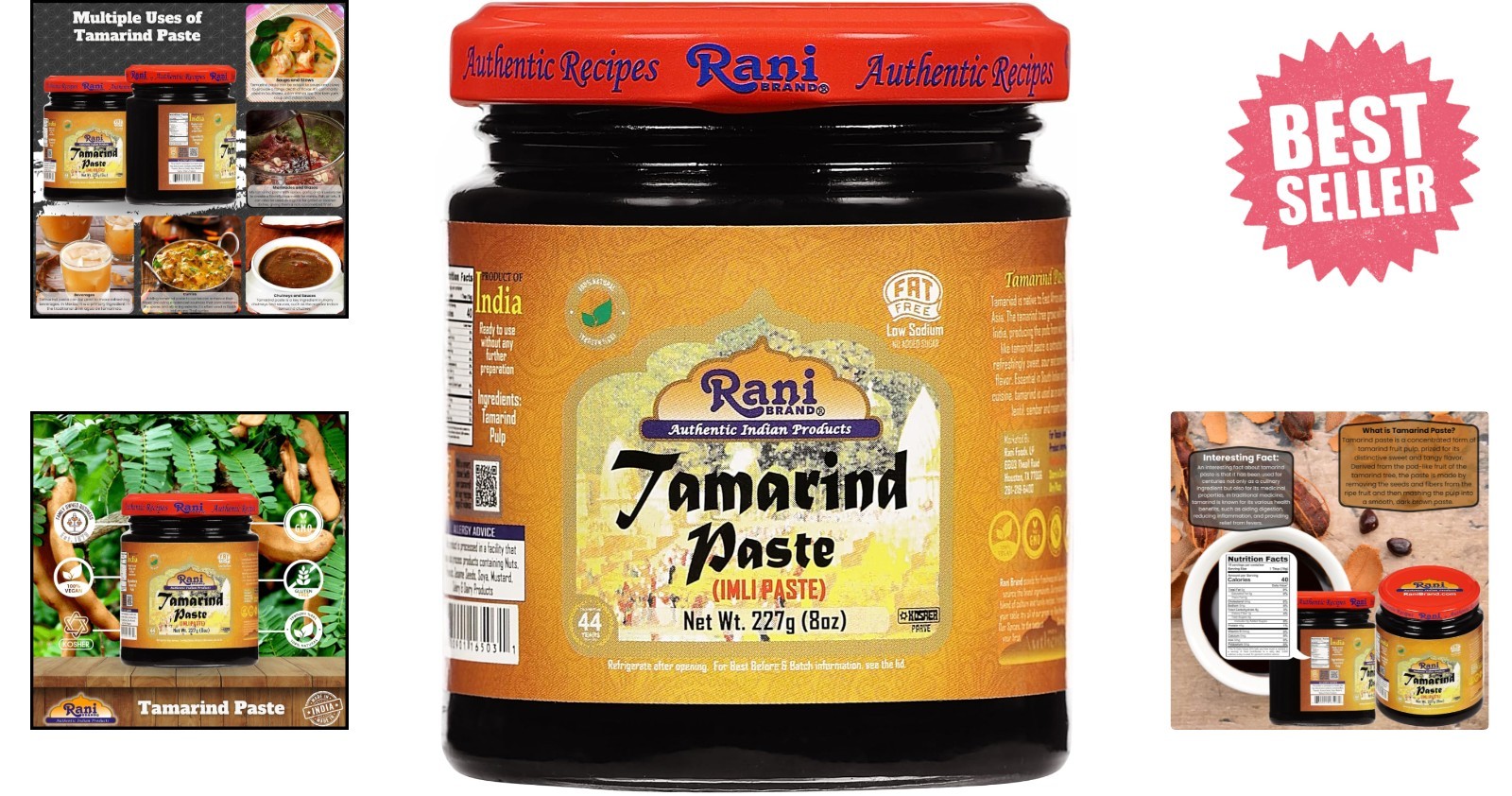 Natural Tamarind Puree in Glass Jar (8oz) – No Preservatives, Kosher Certified