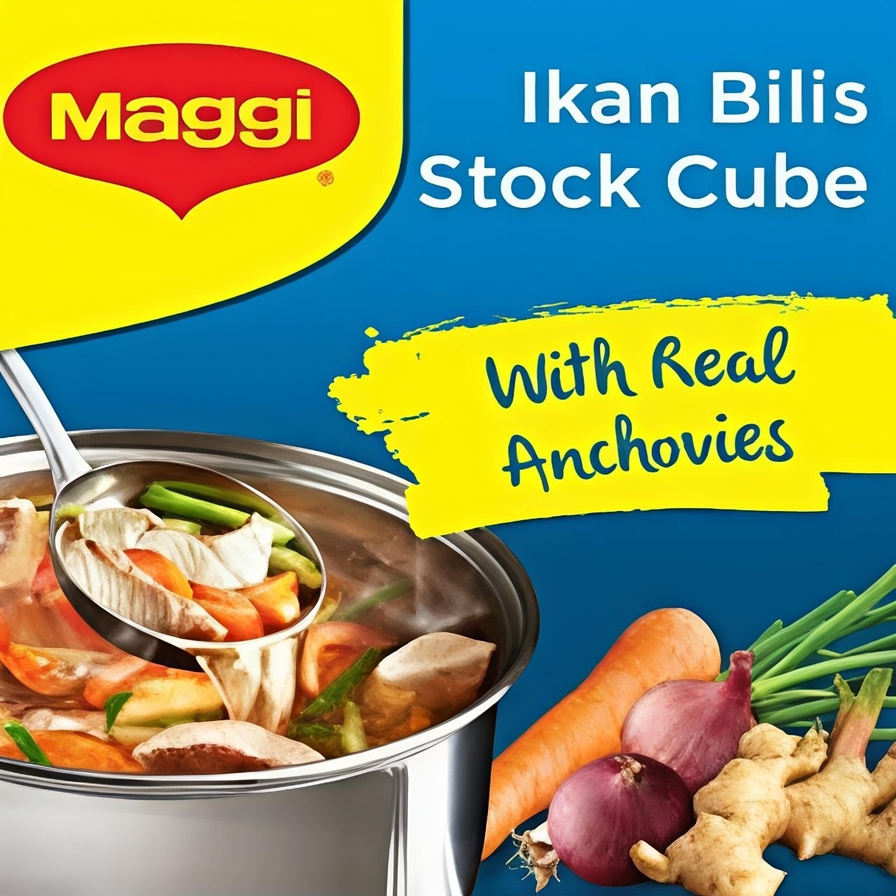 Maggi Kiub Pati Ikan Bilis Anchovies Stock Cubes | Made in Malaysia | 3-Pack