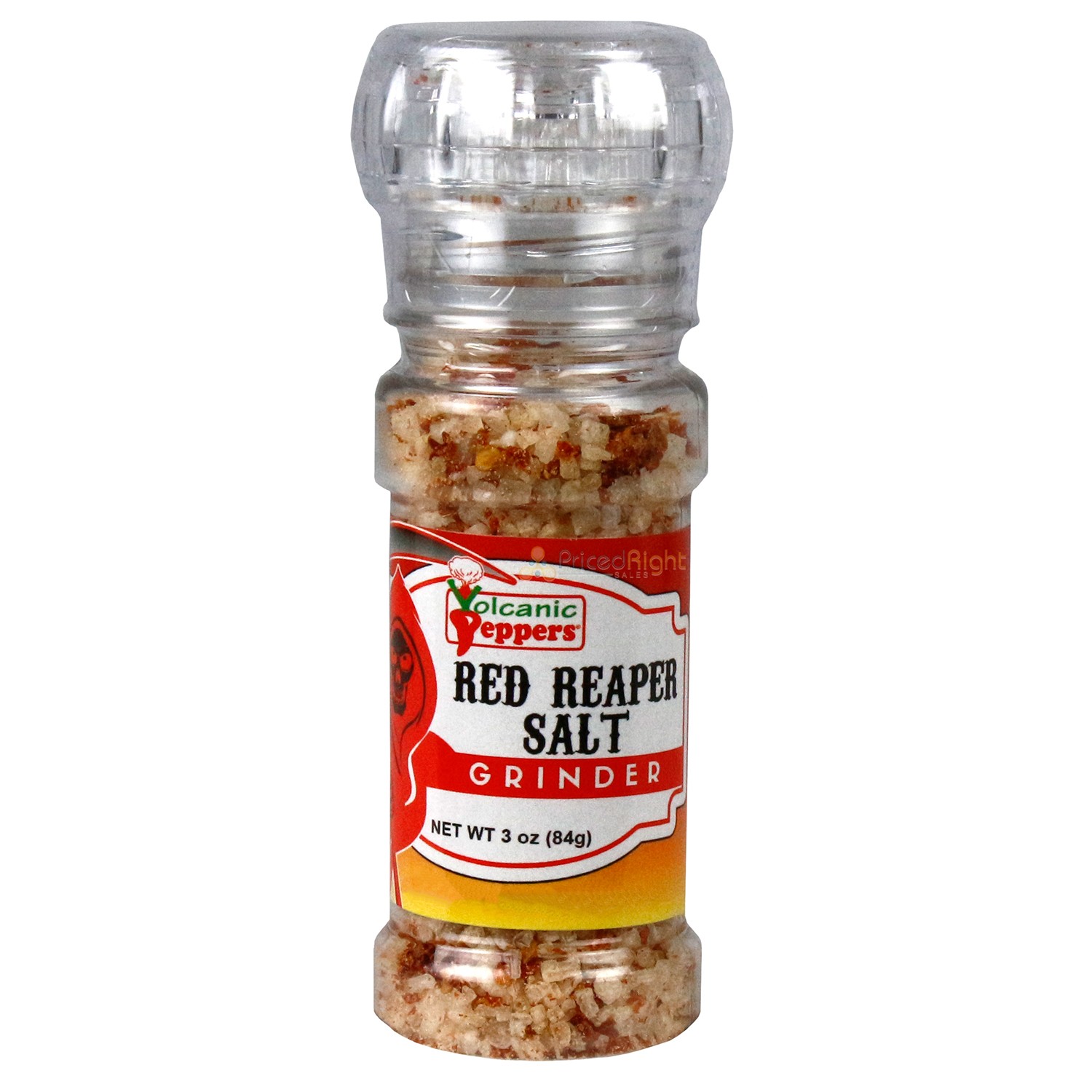 Volcanic Peppers Red Reaper Salt Grinder 3 Oz Carolina Reaper Hot VDSALT