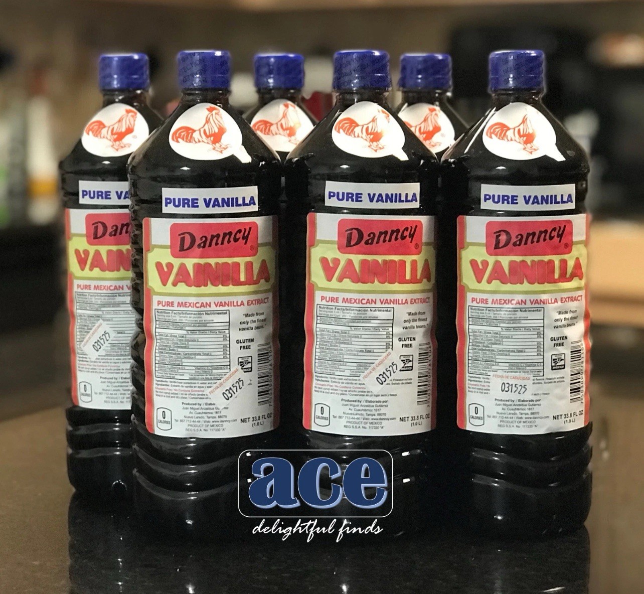 Six (6) Danncy Pure Mexican Vanilla Extract – Dark Color (1 Liter each)