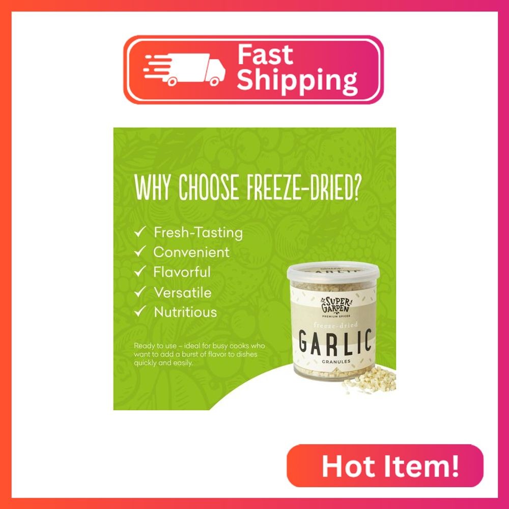 Super Garden Freeze Dried Garlic Granules | 100% Natural, No Artificial Additive