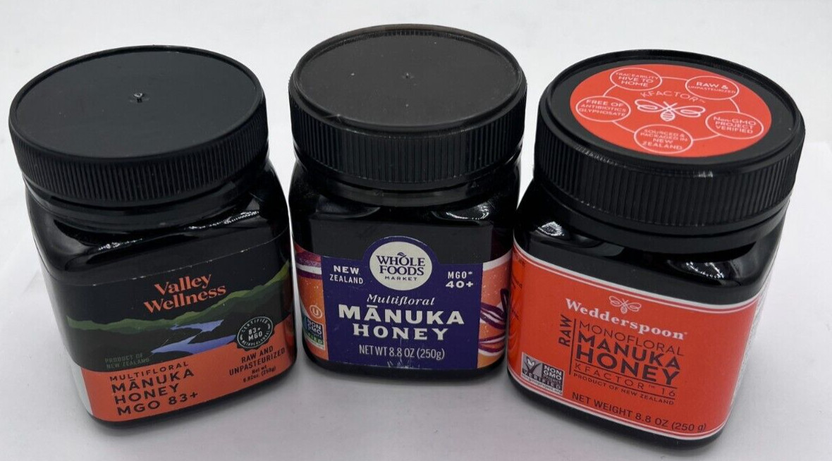 MANUKA HONEY WEDDERSPOON, WHOLE FOODS, VALLEY WELLNESS (3 PACK) 8.8 OZ/8.82 OZ.