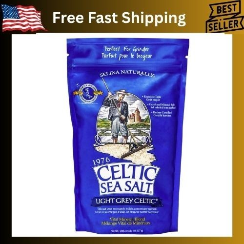 Light Grey Celtic Sea Salt 1 Pound Resealable Bag–Additive-Free,Gluten-Free,454G